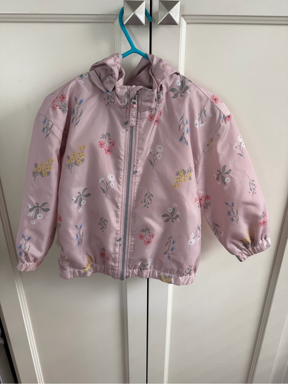 H&M 18m Girls' Pink Floral Hooded Lightweight Jacket
